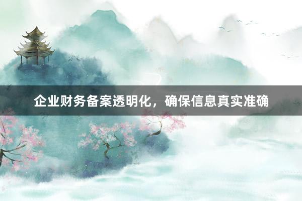 企业财务备案透明化，确保信息真实准确