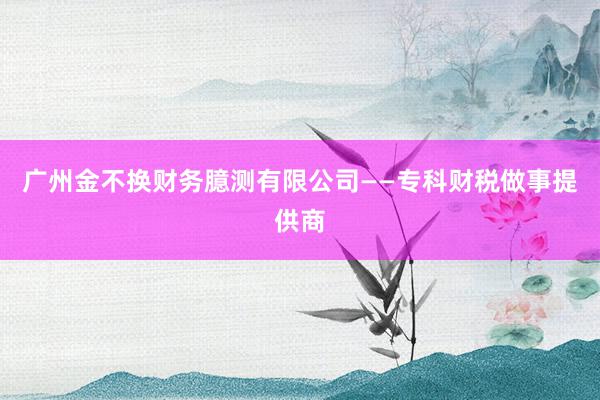 广州金不换财务臆测有限公司——专科财税做事提供商