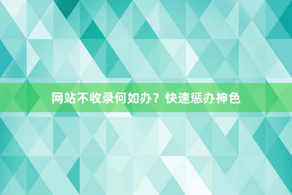 网站不收录何如办？快速惩办神色