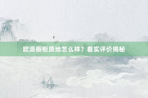欧派橱柜质地怎么样？着实评价揭秘
